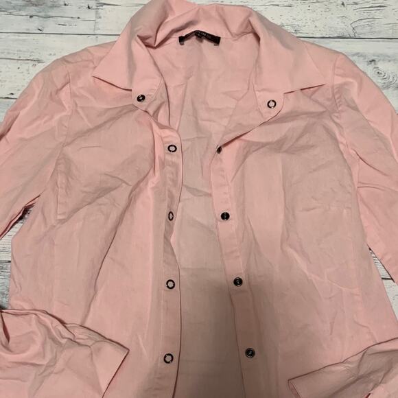 Lafayette 148 Top Button Down Collar Pink 4 Classic prep - Picture 2 of 7